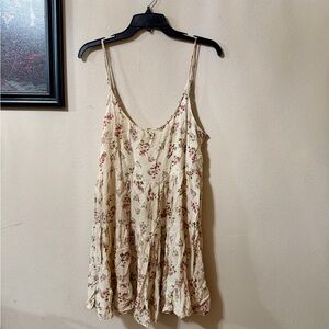 Brandy Melville Floral Cream Spaghetti Strap Top Dress